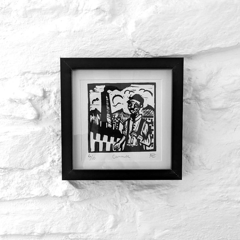 Commute – Original Hand-Pulled Linocut Print