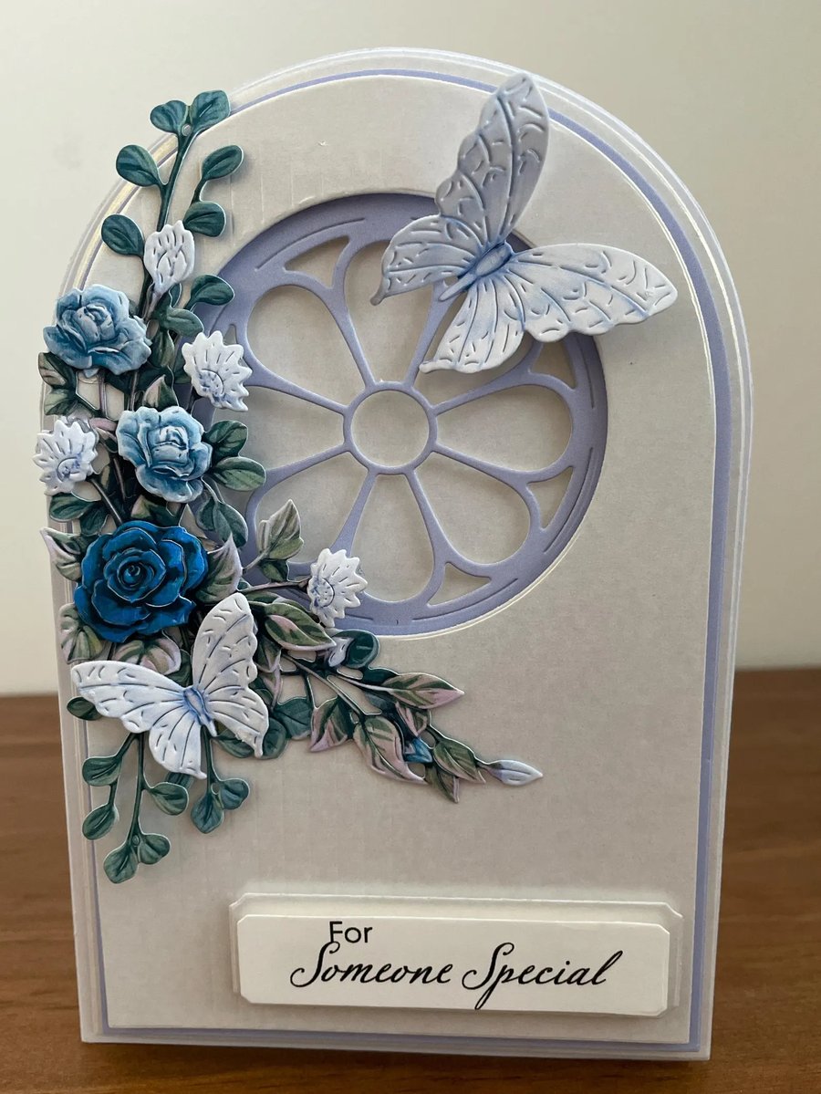 Handmade Thank You Card with 3D Flowers, Someone Special, Thinking of You