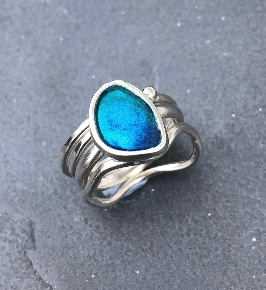 Enamel Pebble Stack Ring, silver stack ring, enamel stack ring, stack ring, 