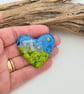 Standing Stones and Pink Flowers Fused Glass Heart - Image 4