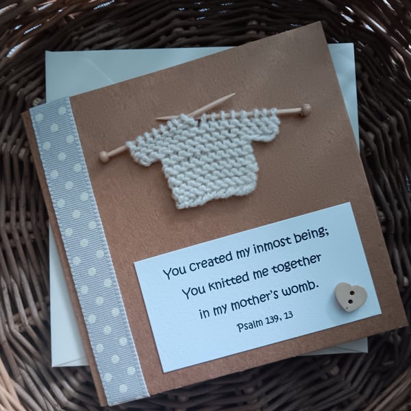 Unisex New Baby Card with Psalm 139 Text Size 5" x 5" 