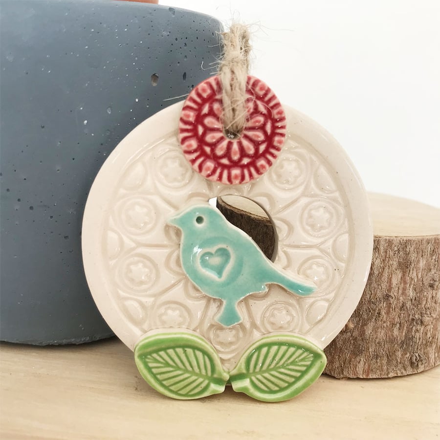 Small round Ceramic bird house decoration Pottery bird house 