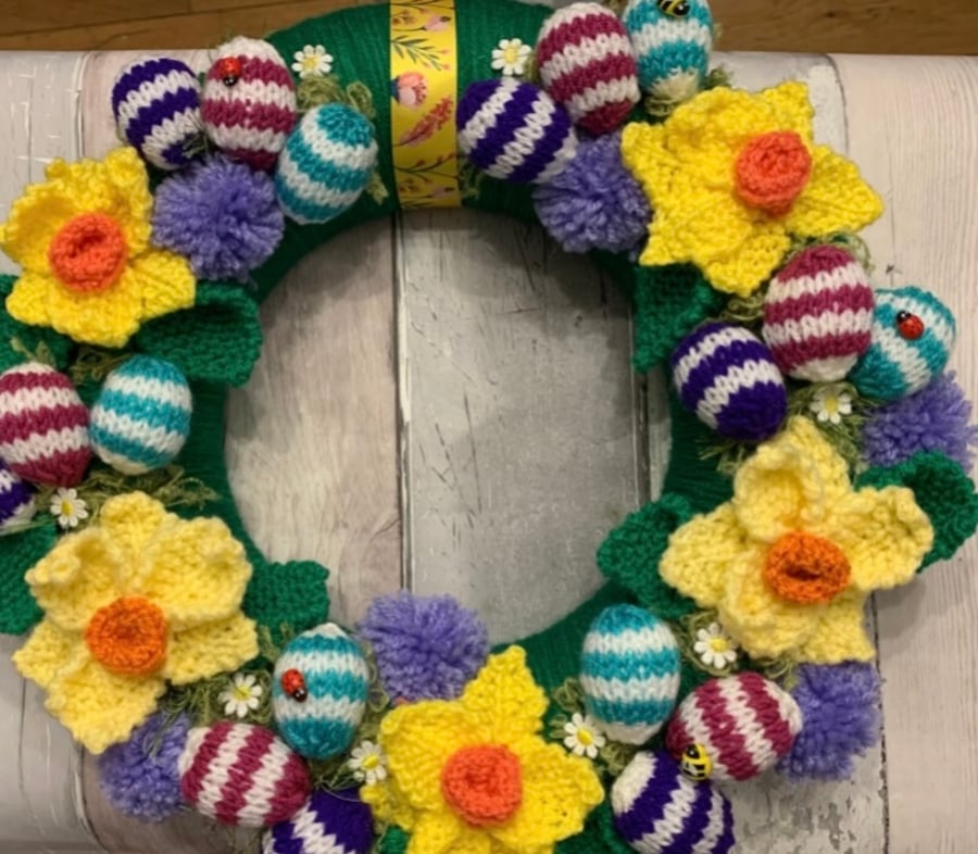 Handcrafted Easter wreath 13 inches 