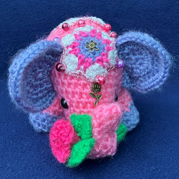 Decorated Elephant Dark Pink rose - Special Keepsake Gift