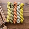 Naturally plant dyed non-superwash British BFL Masham 4ply wool yarn mini skeins