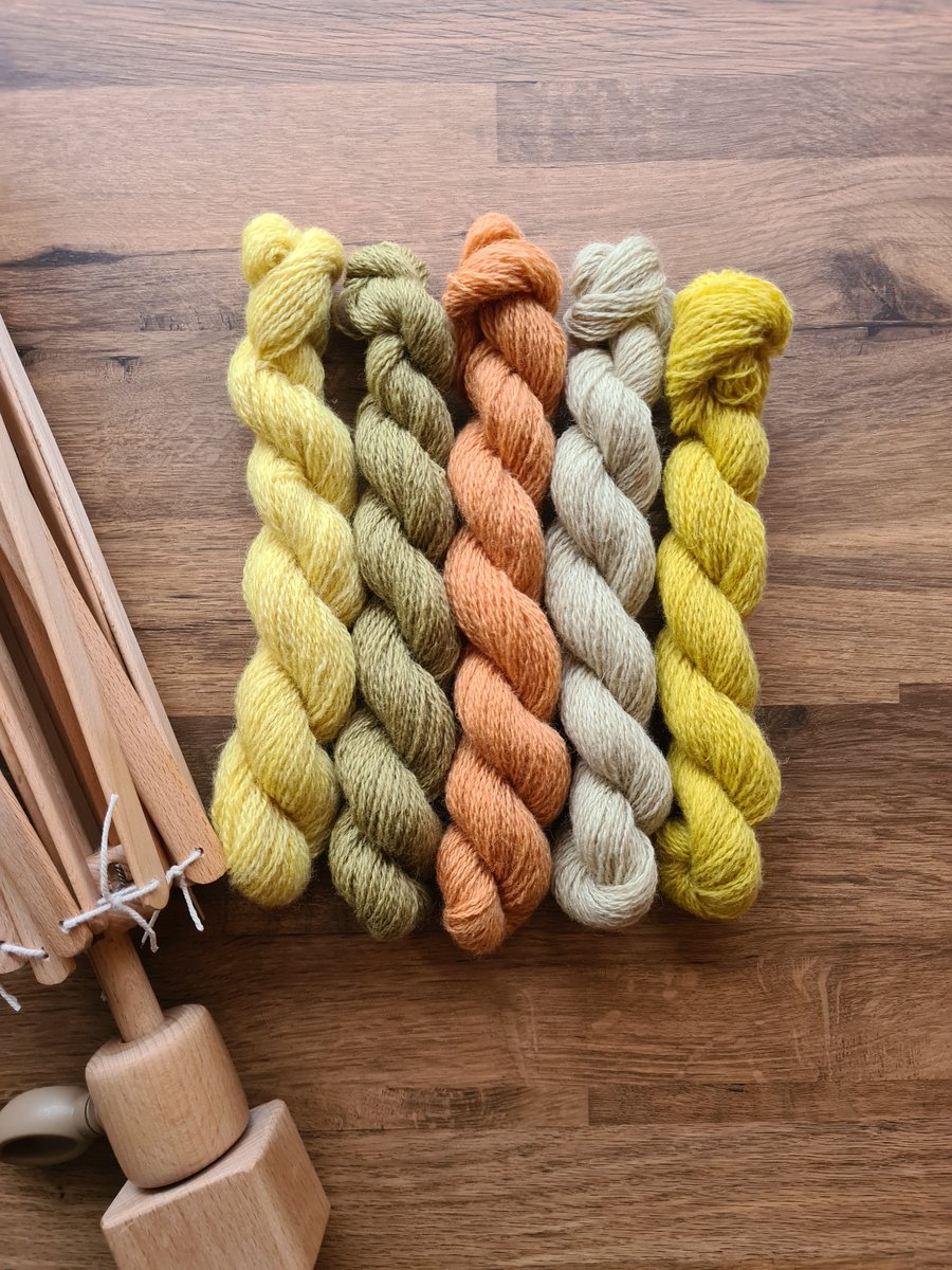 Naturally plant dyed non-superwash British BFL Masham 4ply wool yarn mini skeins