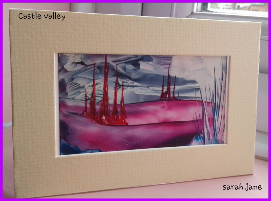 castle valley miniature original encaustic art painting 