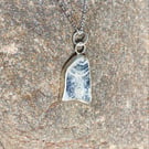 Unique Black & White Pottery and Sterling Silver Pendant - 1318
