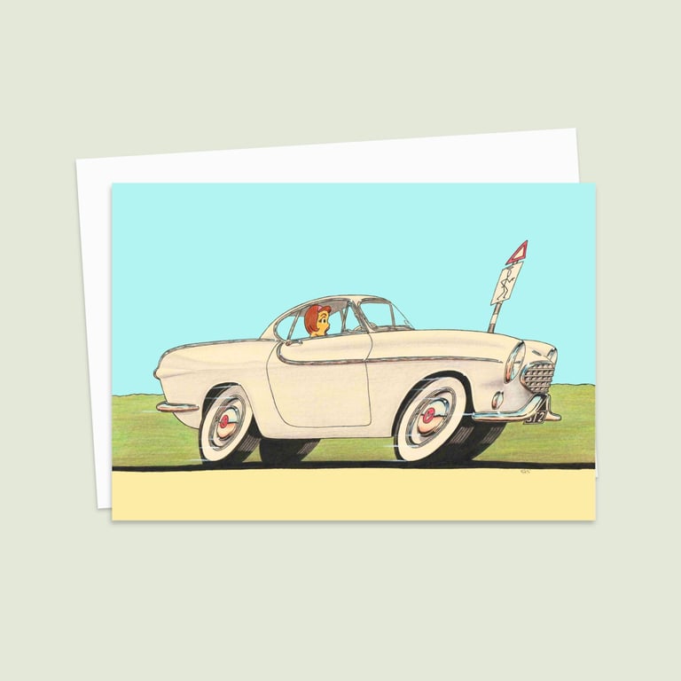 Sixties Nostalgia Greetings Card: Hand Drawn Pencil Artwork - Blank Inside (308)