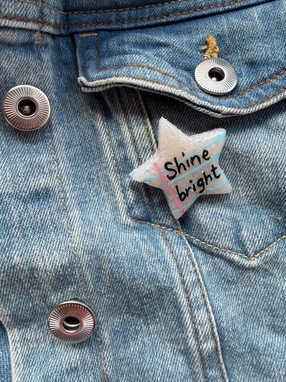 Shine Bright - Polymer Clay Sparkly Pin Badge