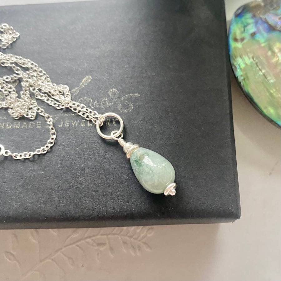 Sterling silver Jade Pendant with chain