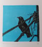 Bird on a wire limited edition linoprint  - Image 2