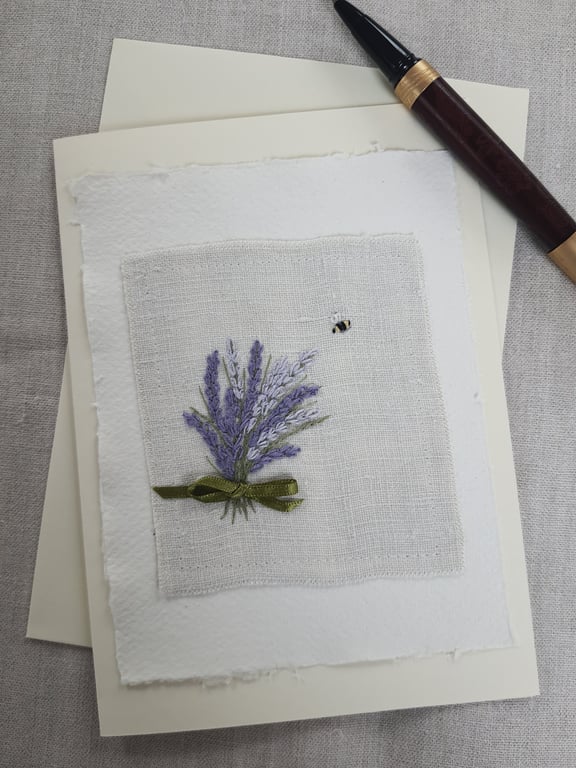 Hand Embroidered Blank Greetings card