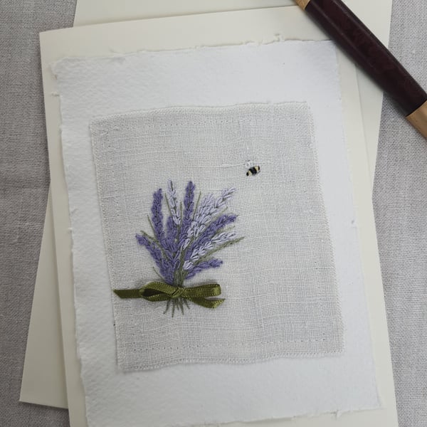 Hand Embroidered Blank Greetings card