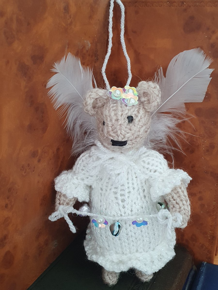 Hand Knitted Christmas Angel Mouse