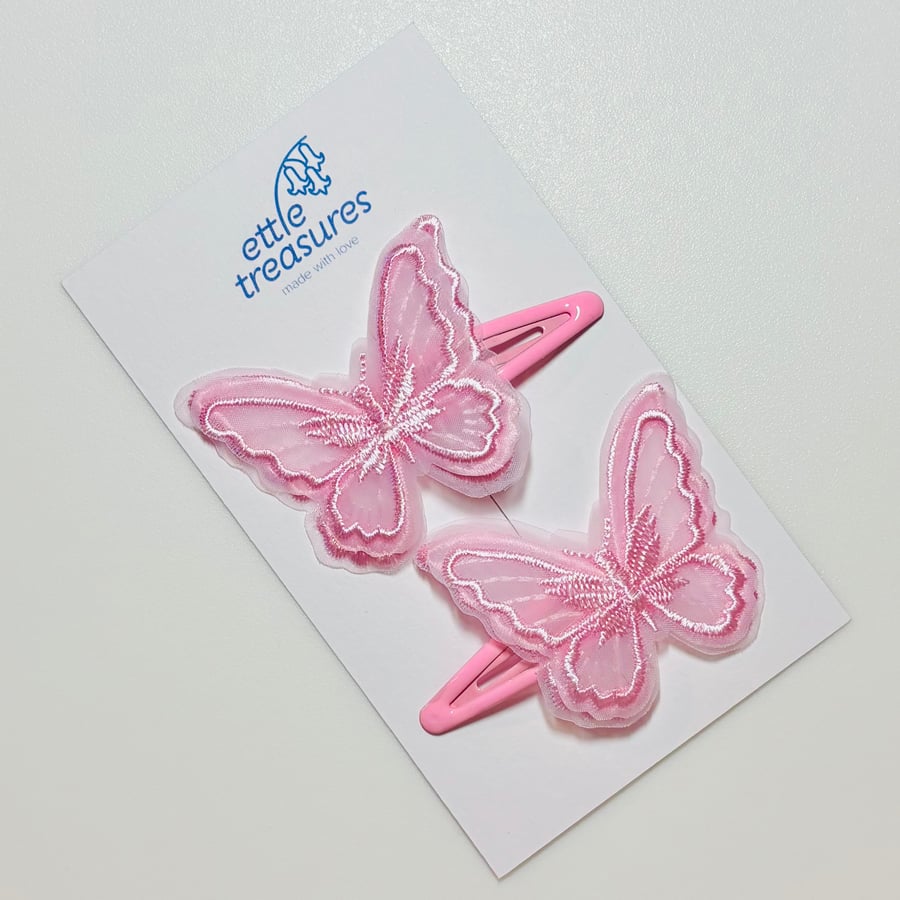 Pink Butterfly Hair Clips 