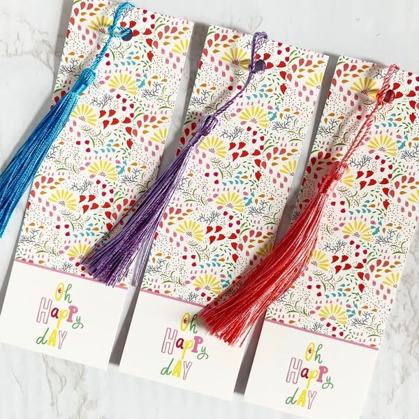 Floral Print Tassel Bookmark