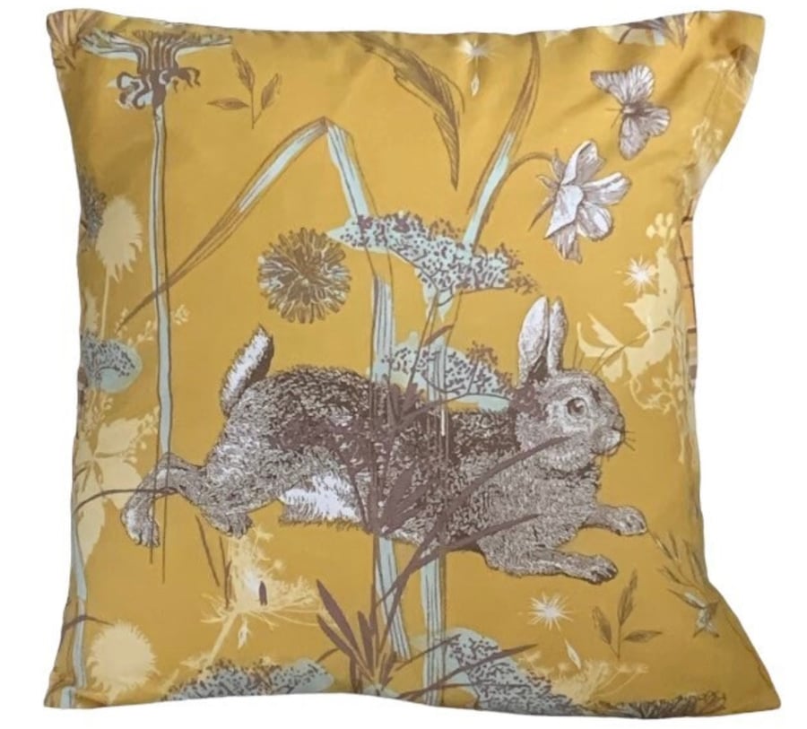 Leaping Hare, Easter Rabbit, Cushion Cover 16”x16”