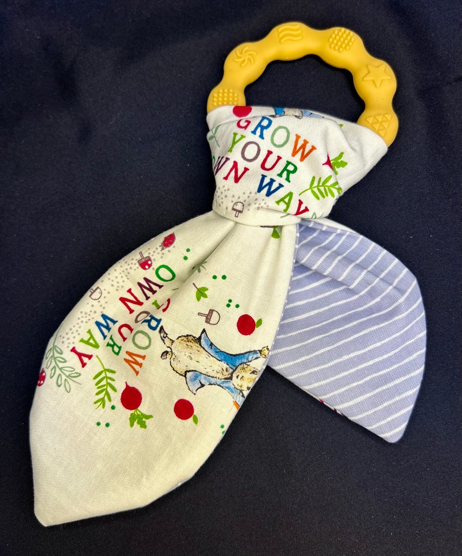 Baby teether, Peter Rabbit, Cotton bunny ears, Silicon rabbit ear teether.  