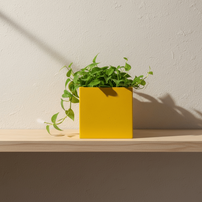 Sunshine Yellow 10 cm Square Plant Pot Handmade Indoor Planter
