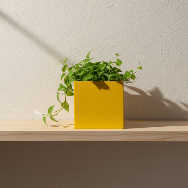 Sunshine Yellow 10 cm Square Plant Pot Handmade Indoor Planter