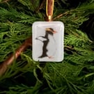 Bespoke  Handcrafted Christmas Card with Artisan Fused Glass Penguin 