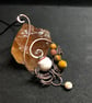 Planetary Wrap Wire Wrapped Pendant with Mookaite Gemstones and Glass Planet bea