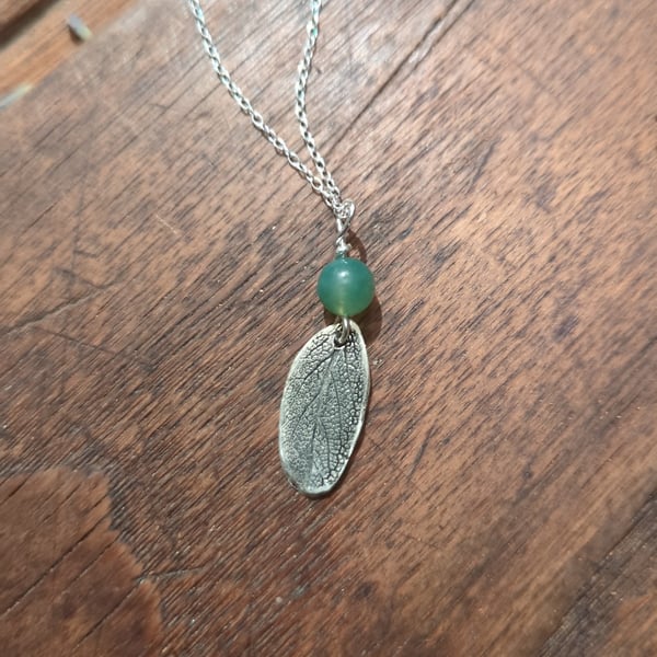 Abundance bringing sage leaf silver pendant and necklace