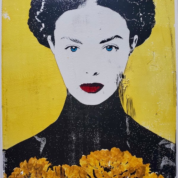 Golden chrysanths Monoprint