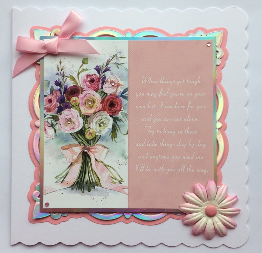 Thinking of You Card Bouquet of Flowers and Poem