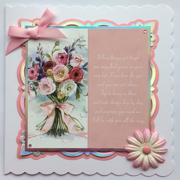 Thinking of You Card Bouquet of Flowers and Poem