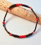 Red Bamboo Coral & Hematite Bracelet With Swarovski Crystals - Handmade In Devon - Image 4
