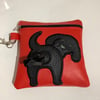 Embroidered Labrador Red faux leather dog poo bag ,dog walking,