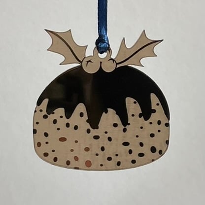Copper mirrored acrylic Christmas pudding decoration