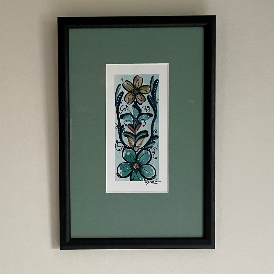 Modern rosemaling, Norwegian folk art, flower painting