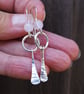 Forged Silver Dangle Hoop Earrings with Facetted Rose Quartz Beads - Image 7
