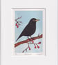 Blackbird - original linocut
