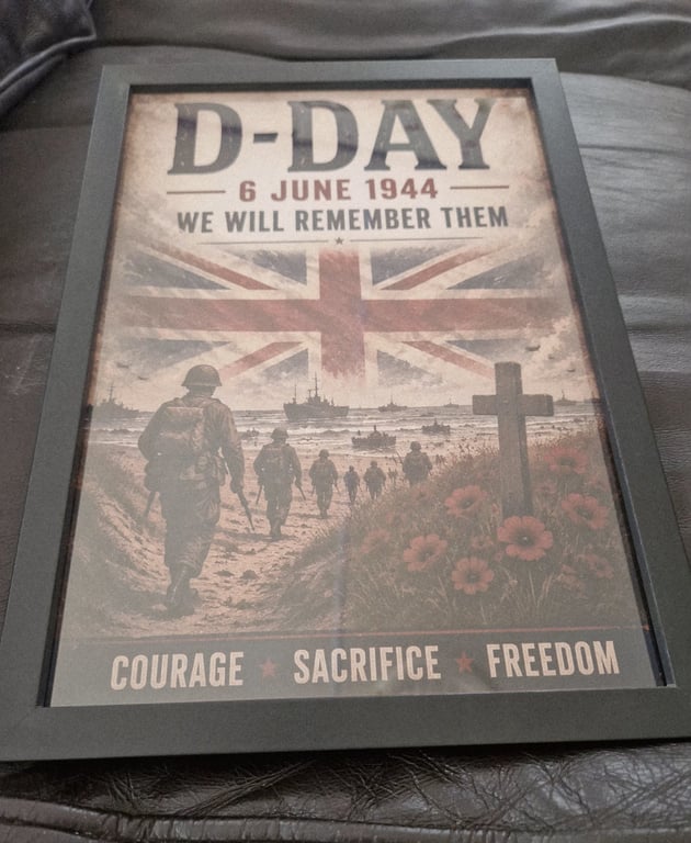 D-day framed A4 wall art 