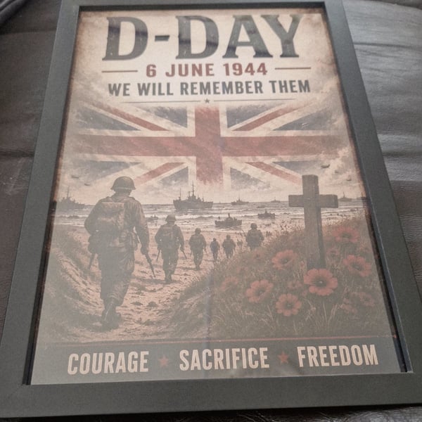 D-day framed A4 wall art 