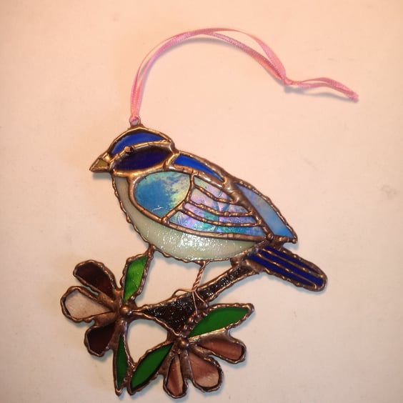 Bluebird Stained Glass Sun Catcher Hanging Decoration 