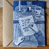 "The written word can be a powerful thing" blank lino print card