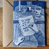 "The written word can be a powerful thing" blank lino print card