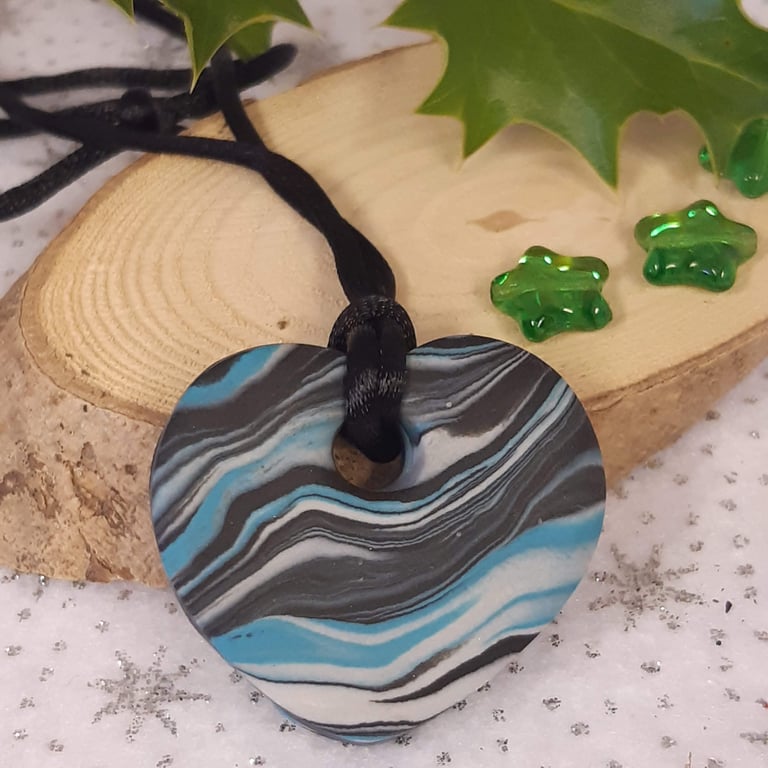 Heart shaped polymer clay pendant 