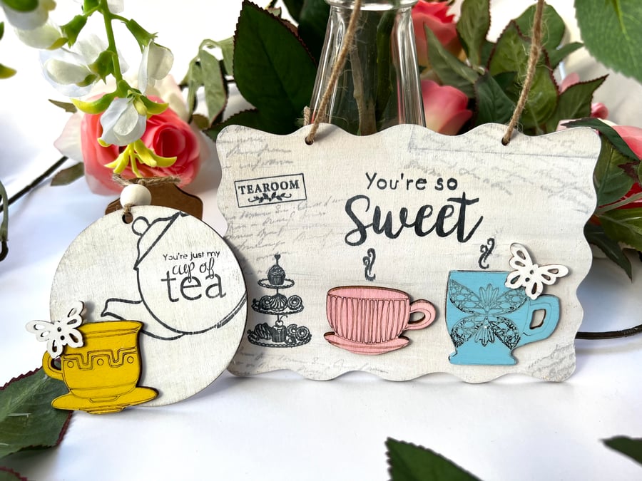 Wooden Decorations - Sweet afternoon tea set