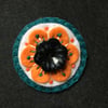 SECONDS SUNDAY Embroidered Retro Flower Button Felt Brooch Orange Teal