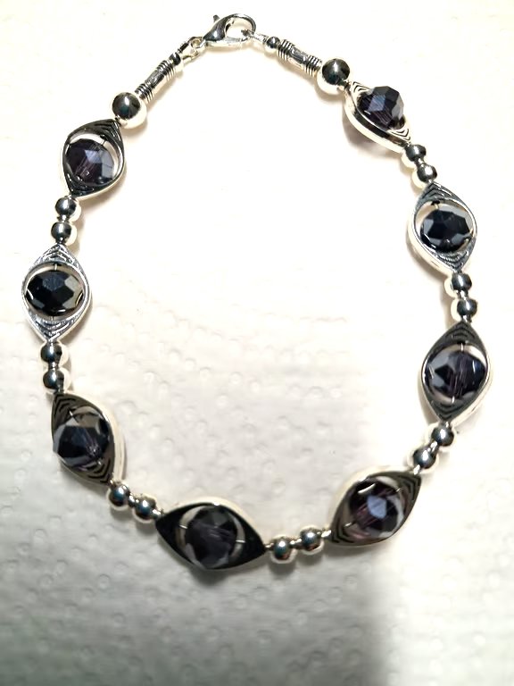  Beaded Lilac Link Bracelet