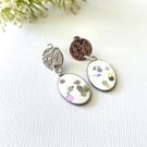 Stainless Steel Oval Drop Earrings 
