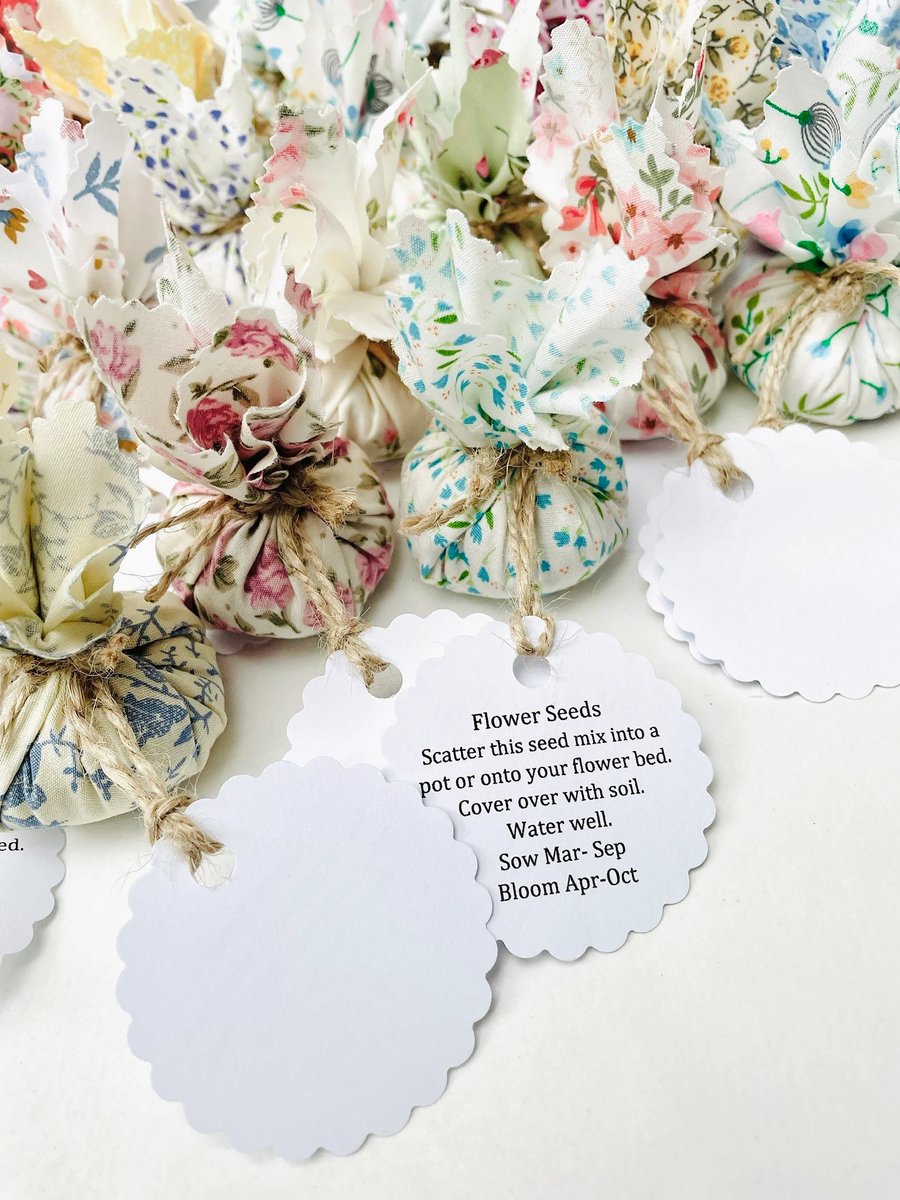 Set of 10 Wildflower Seed Wedding Party Favours with Blank White Tags