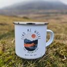 Mountain lover mug, Enamel hiking mug, perfect gift for outdoor lovers.