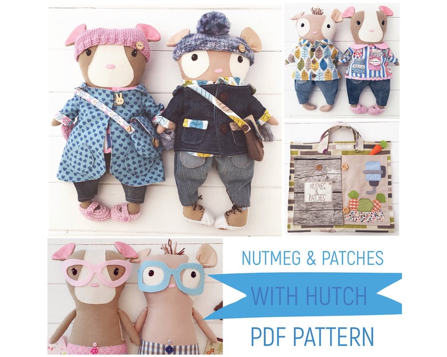 Digital PDF Sewing Pattern for Guinea Pigs 'Nutmeg' & 'Patches' with Hutch House